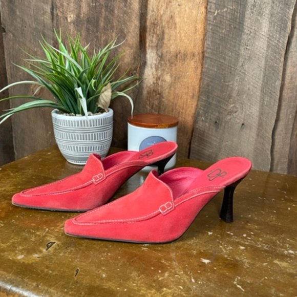Donald J. Pliner Red Suede Mules - Size 6 1/2 - Picture 3 of 14